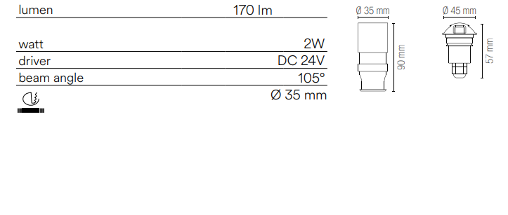 Spot de exterior, calpestabil, IP67, încastrat, aliaj de zinc, LED integrat, lumină naturală/caldă, 2W, 170LM, tensiune 24V STEP